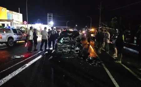 Pemotor Tewas di TKP Usai Tabrak Mobil di JLS Pacitan
