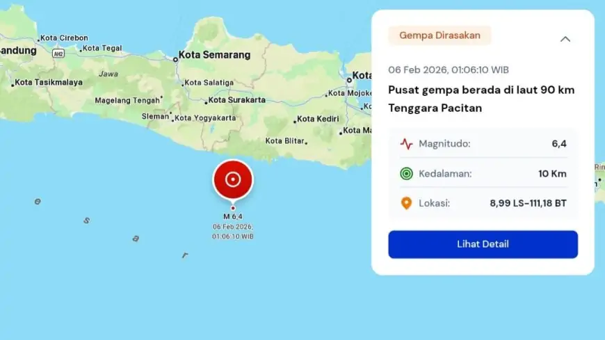 Gempa M 6.4 Guncang Pacitan, Terasa Hingga Lamongan