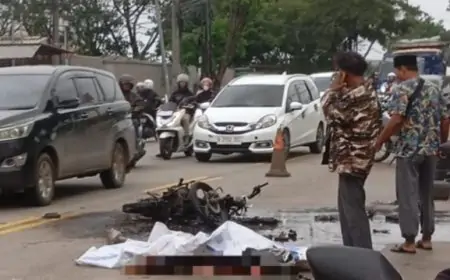 Kecelakaan Maut di Duduksampeyan Gresik Pengendara Tewas, Motor Hangus Terbakar