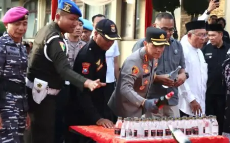 Polresta Banyuwangi Musnahkan Ribuan Liter Miras dan Knalpot Brong Hasil Operasi Pekat Semeru