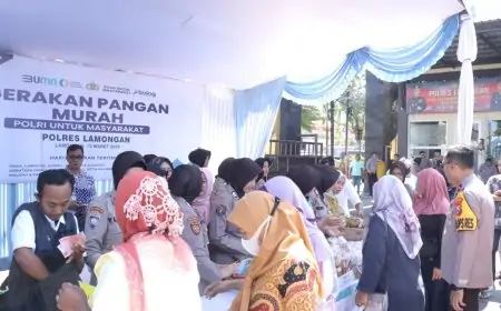 Ringankan Beban Warga Jelang Lebaran, Polres Lamongan Gelar Gerakan Pangan Murah