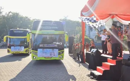 750 Warga Gresik Mudik Gratis 2026, Berangkat Pakai 15 Bus ke 7 Kota