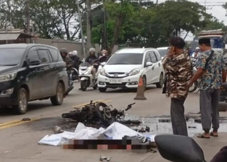 Kecelakaan Maut di Duduksampeyan Gresik Pengendara Tewas, Motor Hangus Terbakar