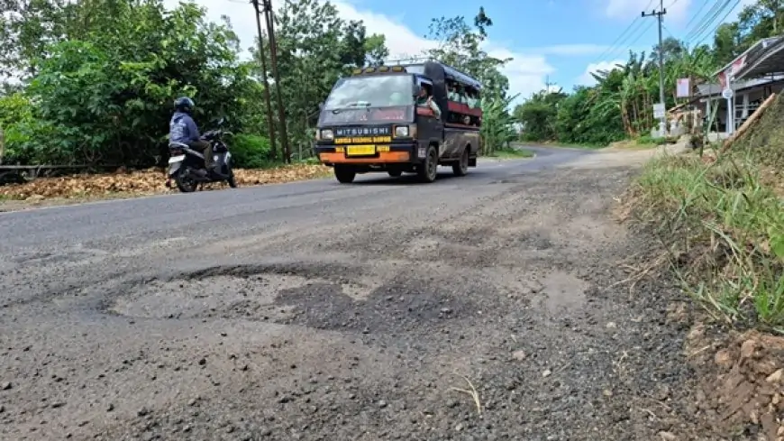 Ratusan Lubang Menganga di Jalur Nasional Pacitan-Trenggalek, Pemudik Harus Ektra Hati-hati