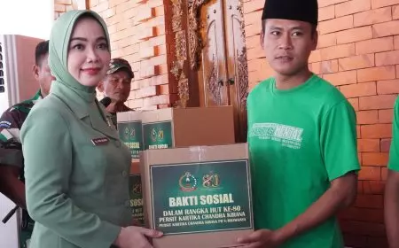 HUT Persit KCK ke-80, Ketua Persit KCK PD V Brawijaya Salurkan 312 Paket Sembako untuk ODGJ di Lamongan
