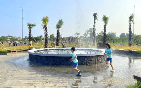 Pesona Air Mancur Menari di Kawasan Kagama, Spot Favorit Warga Lamongan di Akhir Pekan