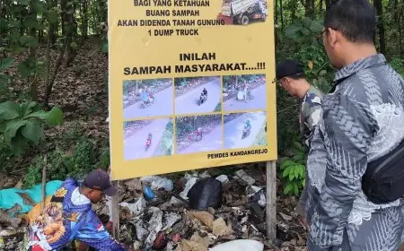 Pasca Viral, Pemdes Kandangrejo Lamongan Pampang Foto Oknum Warga Pembuang Sampah di Bahu Jalan