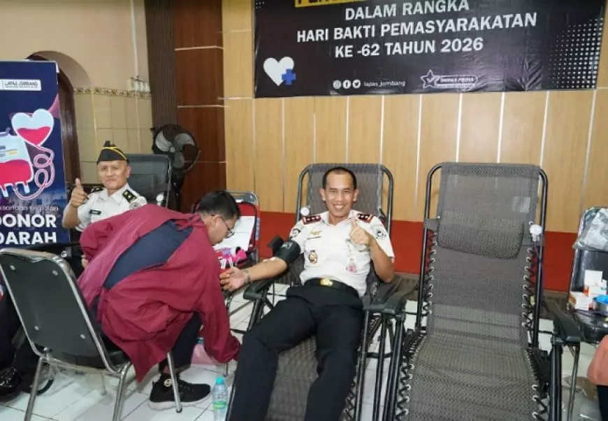 Wujudkan Bakti Sosial di HBP ke-62, Lapas Jombang Gelar Donor Darah Serentak