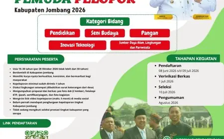 Dibuka 8 Juni 2026, Disporapar Jombang Buka Seleksi Pemuda Pelopor, 5 Bidang Ini Dilombakan