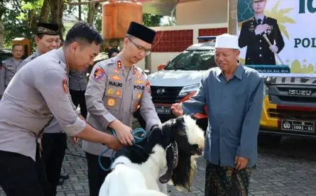 Rayakan Idul Adha, Polres Trenggalek Distribusikan Sapi dan Kambing untuk Ponpes hingga Ormas