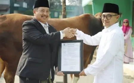 Bupati Warsubi Serahkan Sapi Kurban Presiden Prabowo ke Masjid Jami Denanyar