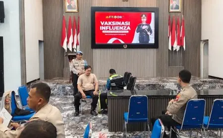 Antisipasi Penyakit di Masa Pancaroba, Ratusan Anggota Polres Trenggalek Jalani Vaksinasi