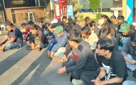 Polres Lamongan Amankan 74 Pemuda dan Puluhan Motor Brong Saat Pengamanan Pengesahan Warga Baru PSHT