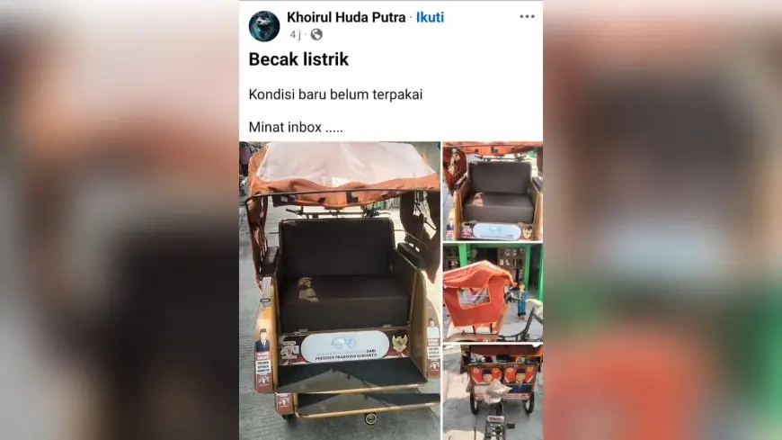 Gerindra Lamongan Telusuri Oknum Penjual Becak Listrik Bantuan Presiden Prabowo