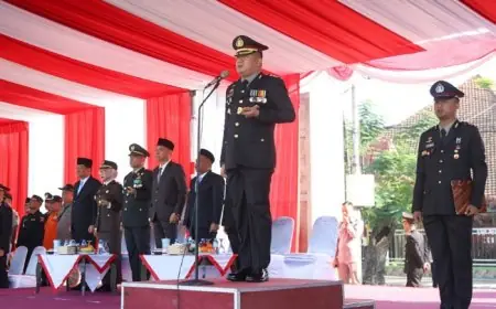 HUT Bhayangkara,  Kapolres Jombang Bacakan Amanat Kapolda Jatim