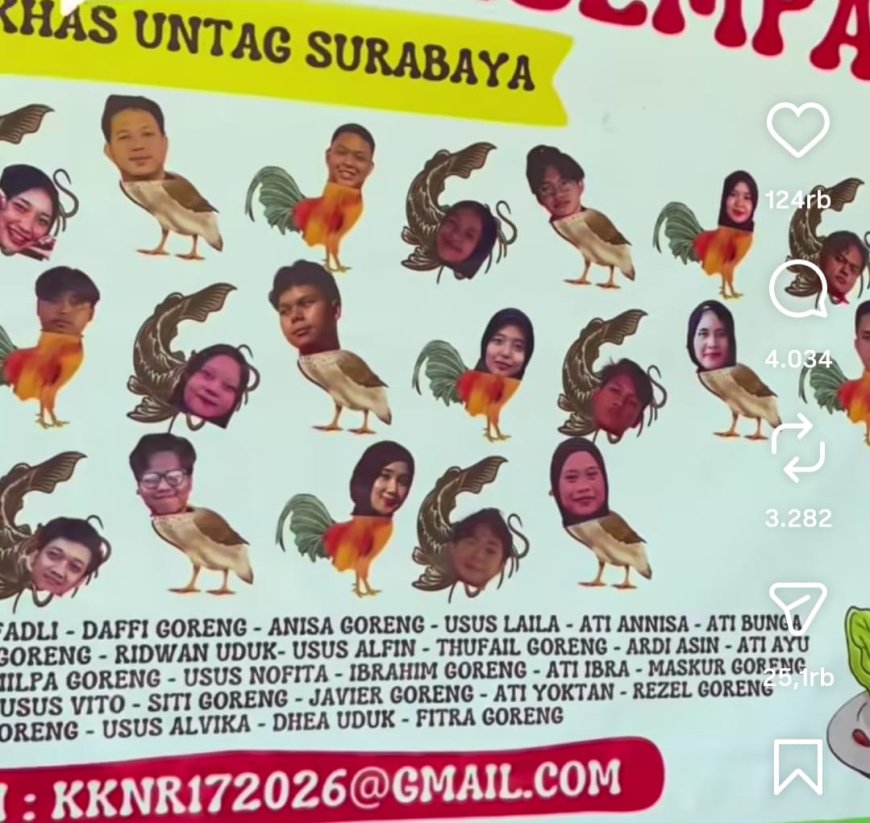 Spanduk KKN Mahasiswa Untag Surabaya di Gresik Viral, Dikira Buka Warung Penyetan